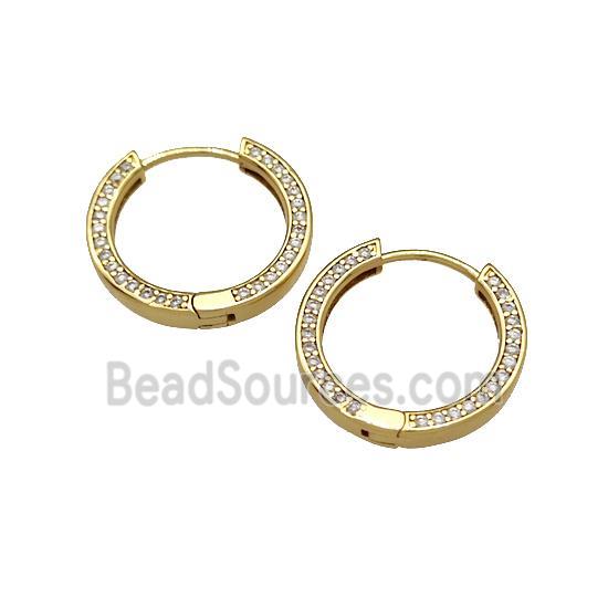 Copper Hoop Earrings Micro Pave Zirconia Gold Plated