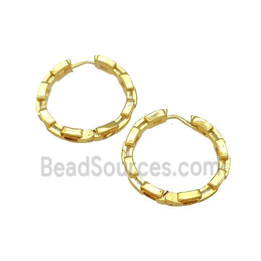 Copper Hoop Earrings Micro Pave Zirconia Gold Plated