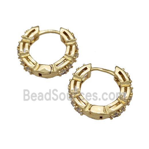 Copper Hoop Earrings Micro Pave Zirconia Gold Plated