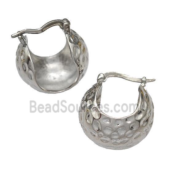 Copper Latchback Earrings Hollow Hammered Platinum Plated