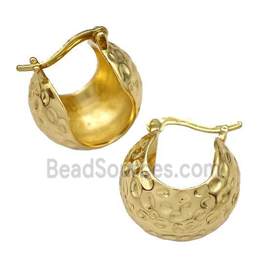 Copper Latchback Earrings Hollow Hammered Gold Plated