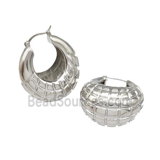 Copper Latchback Earrings Hollow Platinum Plated