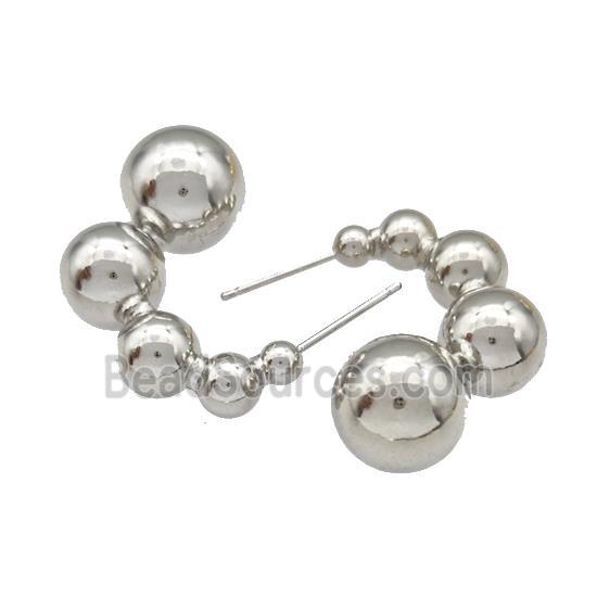 Copper Stud Earrings Hollow Platinum Plated