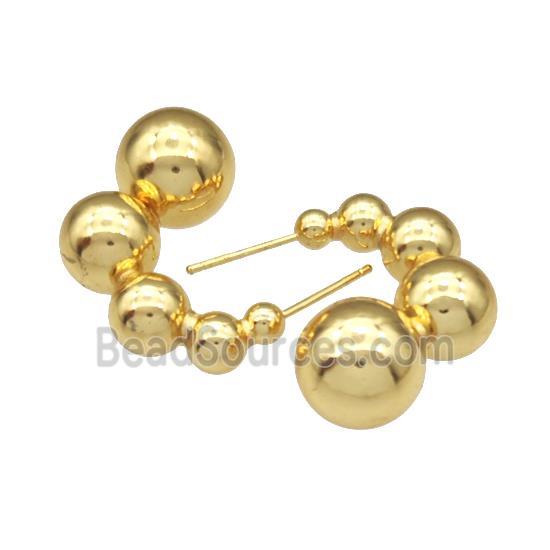 Copper Stud Earrings Hollow Gold Plated