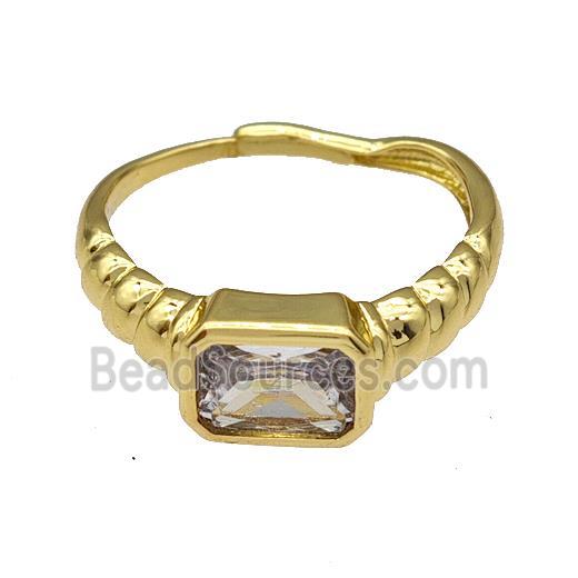 Copper Rings Micro Pave Zirconia Adjustable Gold Plated