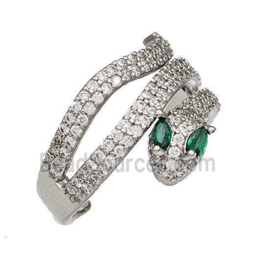 Copper Snake Rings Micro Pave Zirconia Platinum Plated