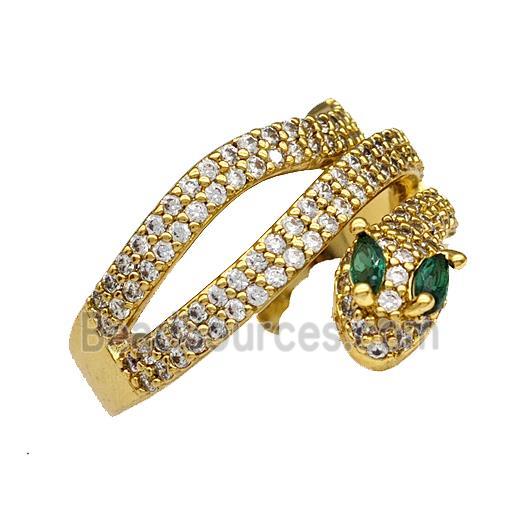 Copper Snake Rings Micro Pave Zirconia Gold Plated