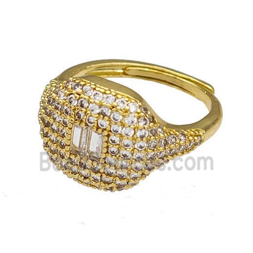 Copper Rings Micro Pave Zirconia Adjustable Gold Plated