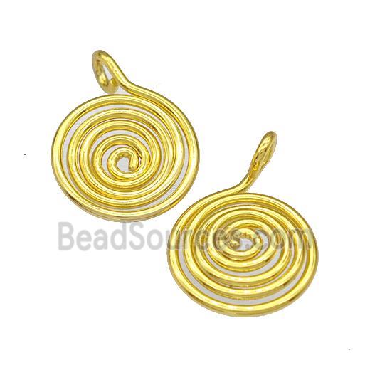 Copper Circle Pendant Swirl Gold Plated