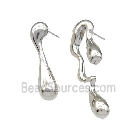 Copper Stud Earrings Platinum Plated