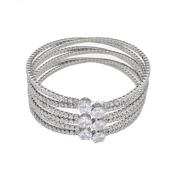 Copper Bangles Micro Pave White Zirconia Platinum Plated