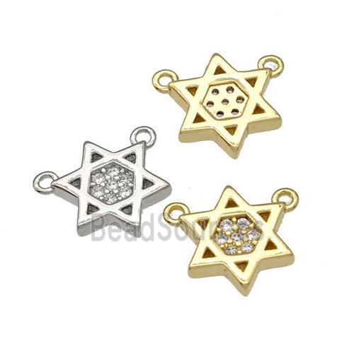 Copper David Star Pendant Micropave Zirconia 2loops Mixed