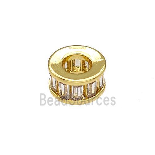 Copper Heishi Beads Spacer Pave Zircon Large Hole Gold Plated