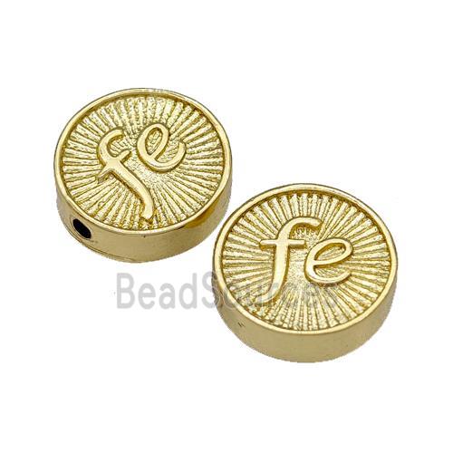 Copper Coin Beads Fe Gold Plated