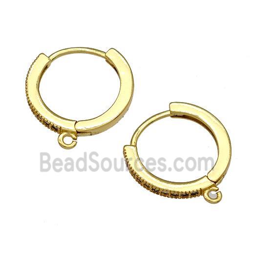 Copper Hoop Earrings Pave Zirconia Gold Plated