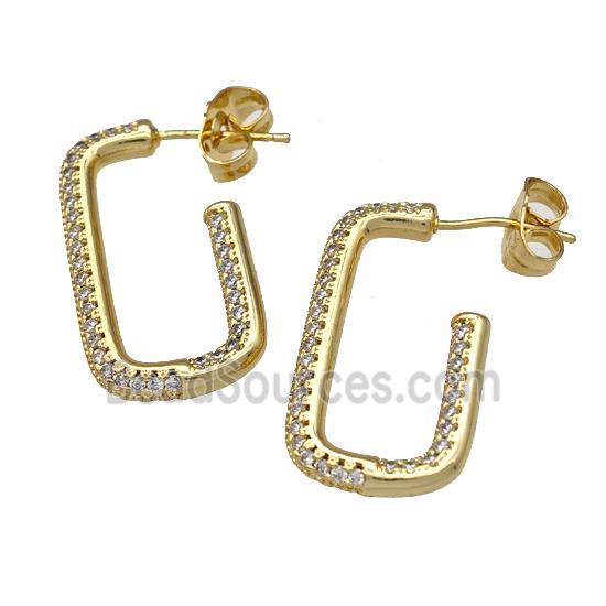 Copper Stud Earrings Pave Zirconia Gold Plated