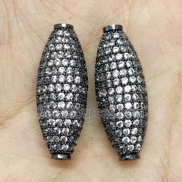 Copper Rice Beads Micro Pave Zirconia Black Plated