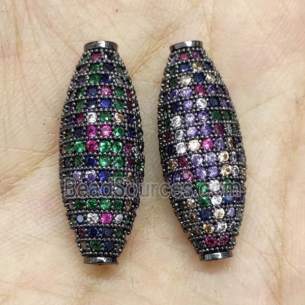 Copper Rice Beads Micro Pave Zirconia Multicolor Black Plated