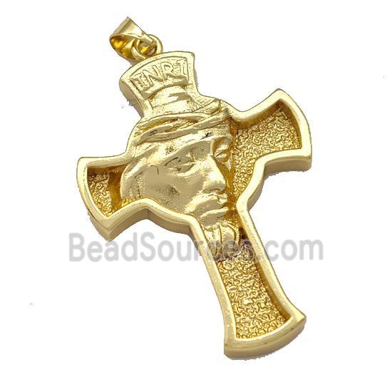 Copper Cross Pendant Jesus Gold Plated