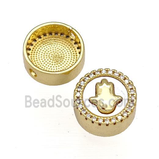 Copper Button Beads Pave Shell Zircon Hand 18K Gold Plated