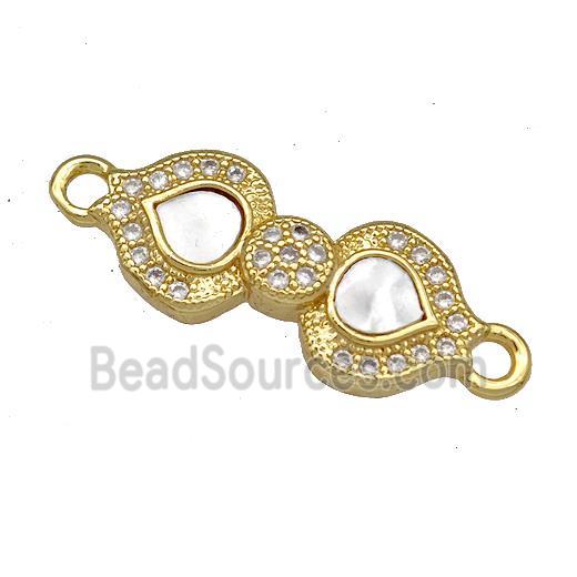 Copper Flagon Connector Pave Shell Zircon 18K Gold Plated