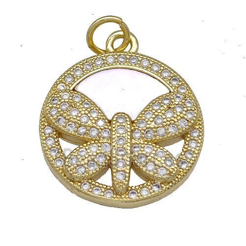 Copper Butterfly Pendant Pave Shell Zircon 18K Gold Plated