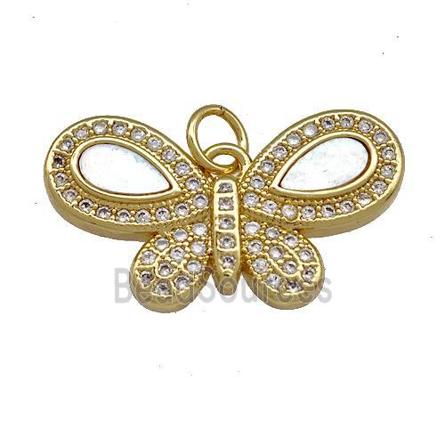 Copper Butterfly Pendant Pave Shell Zircon 18K Gold Plated