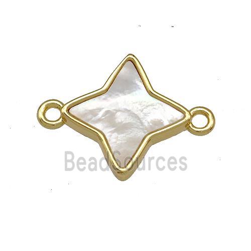 Copper Star Connector Pave Shell 18K Gold Plated