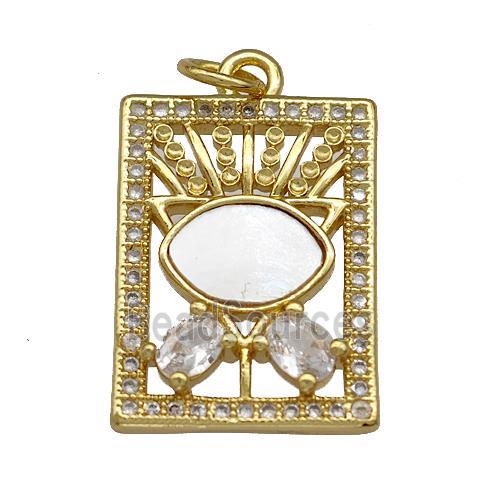 Copper Tarot Card Pendant Pave Shell Zirconia 18K Gold Plated