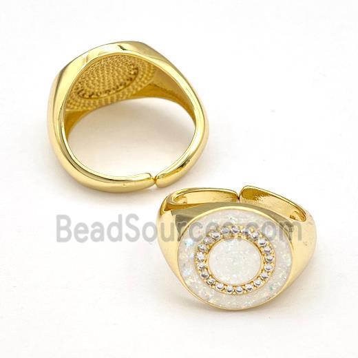 Copper Rings Pave Fire Opal Zirconia Circle 18K Gold Plated