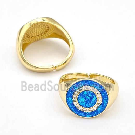 Copper Rings Pave Fire Opal Zirconia Circle 18K Gold Plated