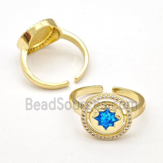 Copper Rings Pave Fire Opal Zirconia NorthStar 18K Gold Plated