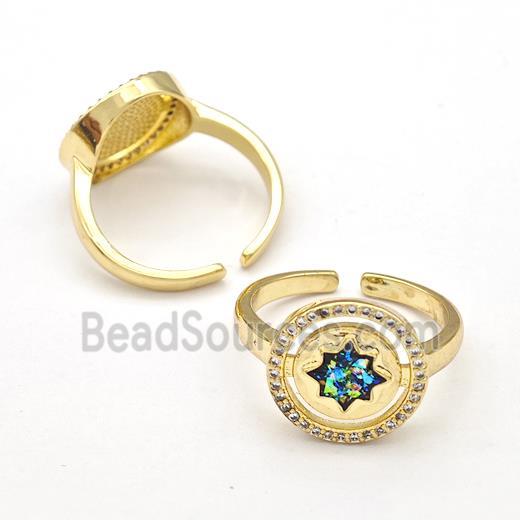 Copper Rings Pave Fire Opal Zirconia v18K Gold Plated