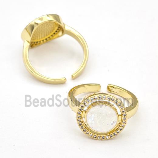 Copper Rings Pave Fire Opal Zirconia Circle 18K Gold Plated