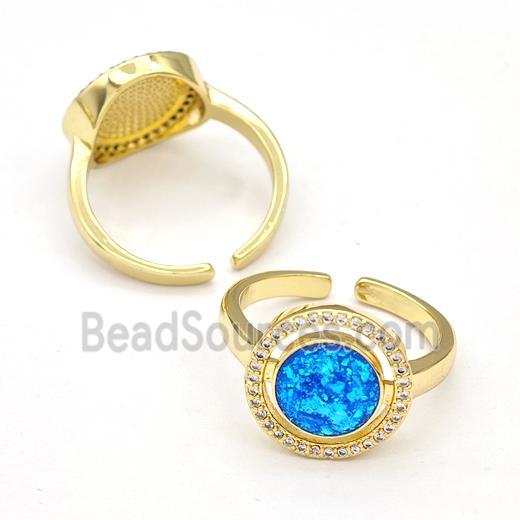 Copper Rings Pave Fire Opal Zirconia Circle 18K Gold Plated