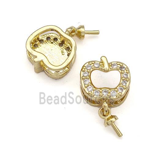 Copper Apple Bail Pave Shell Zirconia 18K Gold Plated