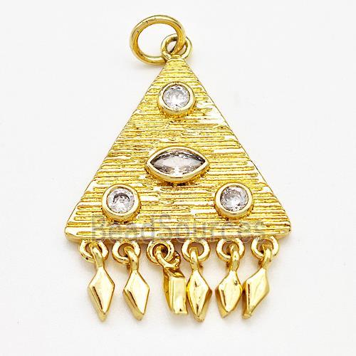 Copper Triangle Charms Pendant Pave Zirconia Gold Plated