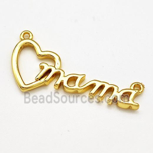 Mama Heart Copper Pendant 2loops Gold Plated