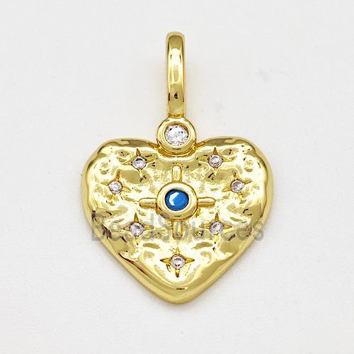 Copper Heart Pendant Micro Pave Zirconia Gold Plated