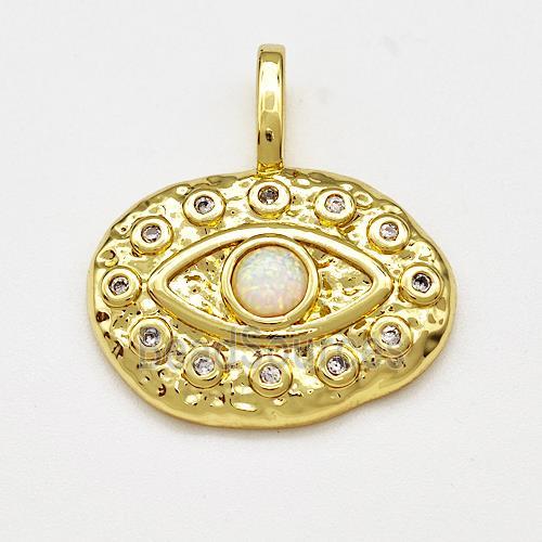 Copper Eye Pendant Micro Pave Zirconia Gold Plated