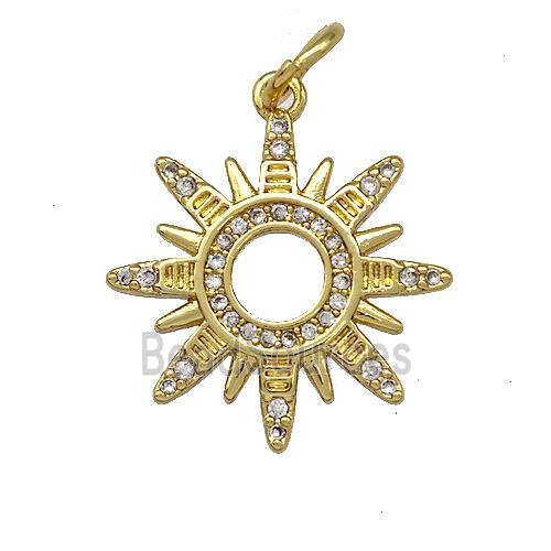 Copper Sun Charms Pendant Pave Zirconia Gold Plated