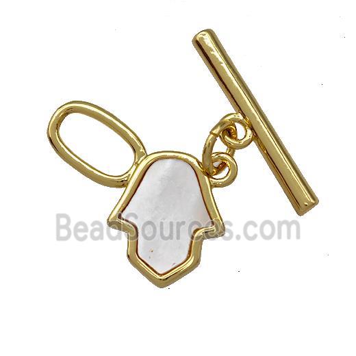 Copper Toggle Clasp Pave Shell Hand Gold Plated