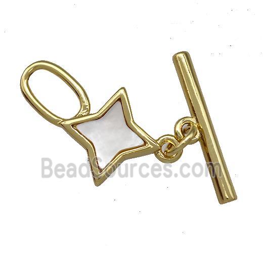 Copper Toggle Clasp Pave Shell Star Gold Plated