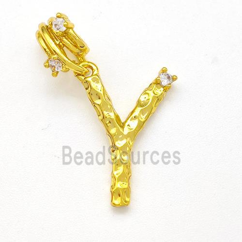 Copper Letter-Y Pendant Pave Zircon Gold Plated