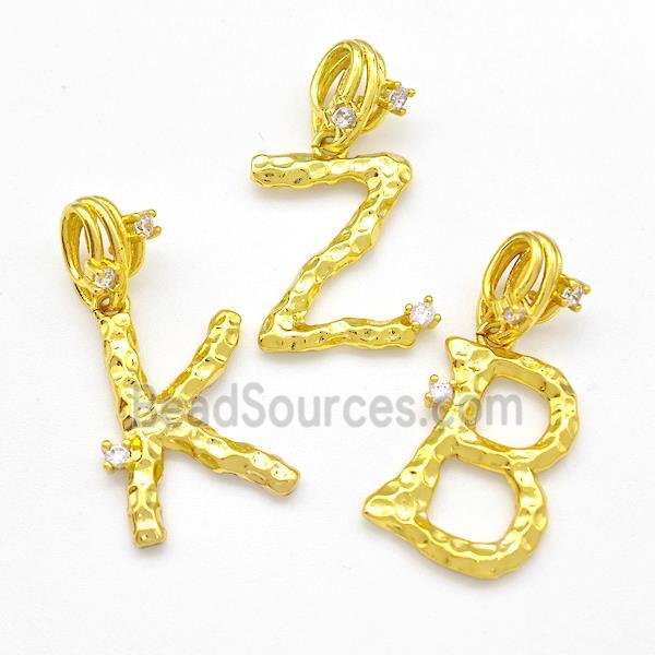 Copper Letter Pendant Pave Zircon Mixed Alphabet Gold Plated