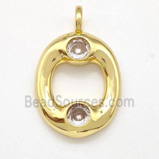 Copper Letter-O Pendant Pave Zircon Gold Plated