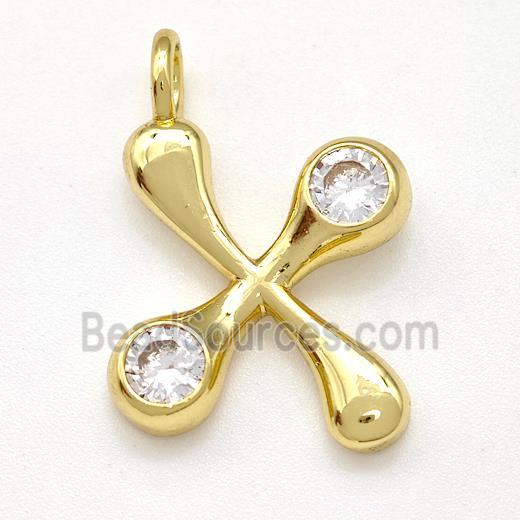 Copper Letter-X Pendant Pave Zircon Gold Plated