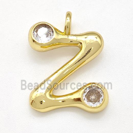 Copper Letter-Z Pendant Pave Zircon Gold Plated