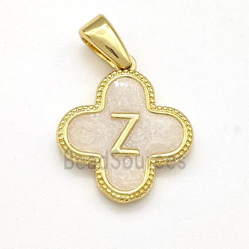 Copper Clover Pendant Letter-Z Painted Gold Plated