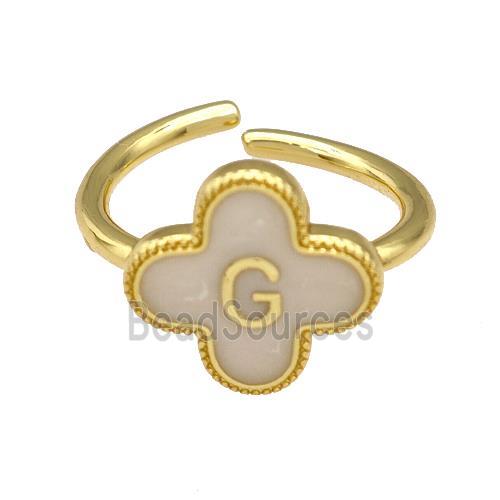 Copper Clover Rings Letter-G Painted Gold Plated